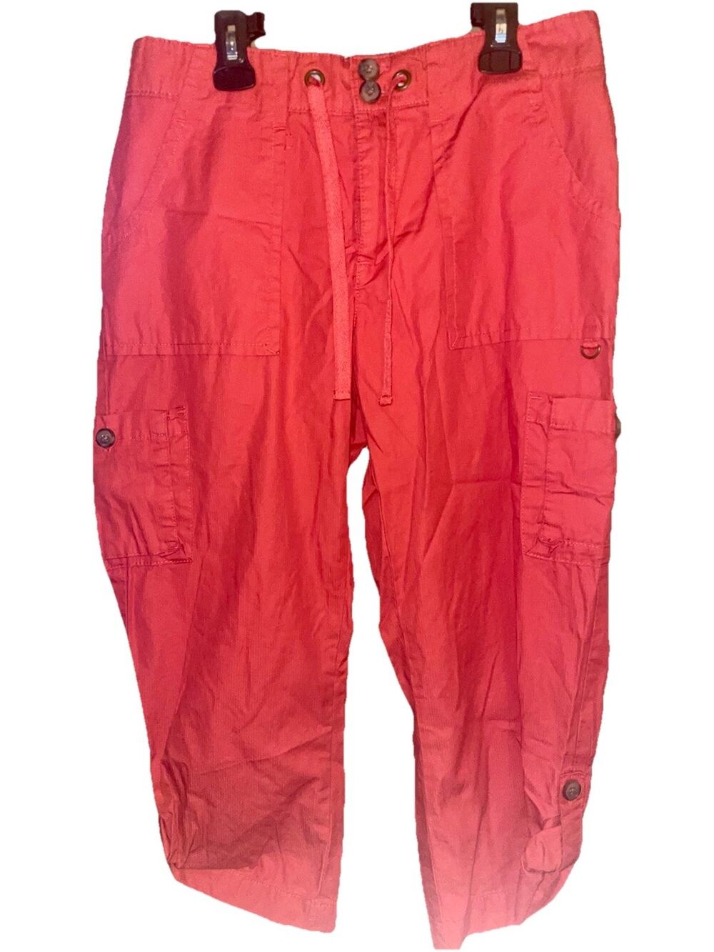 Women’s Lee Natural Fit Just Below The Waist Coral Pants W/ Roll Up Bottoms Sz 8